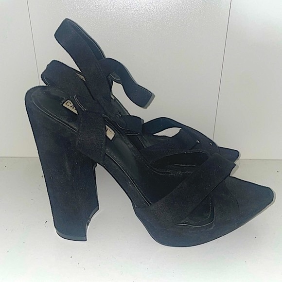 Black High heels platform heels velvet suede heels - Picture 2 of 8